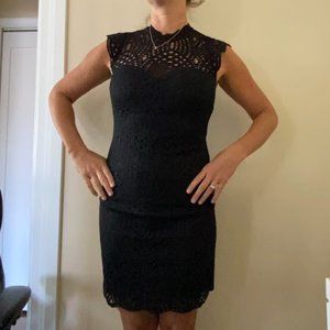 Black Lace Dress Sweetheart Cap Sleeves Cocktail